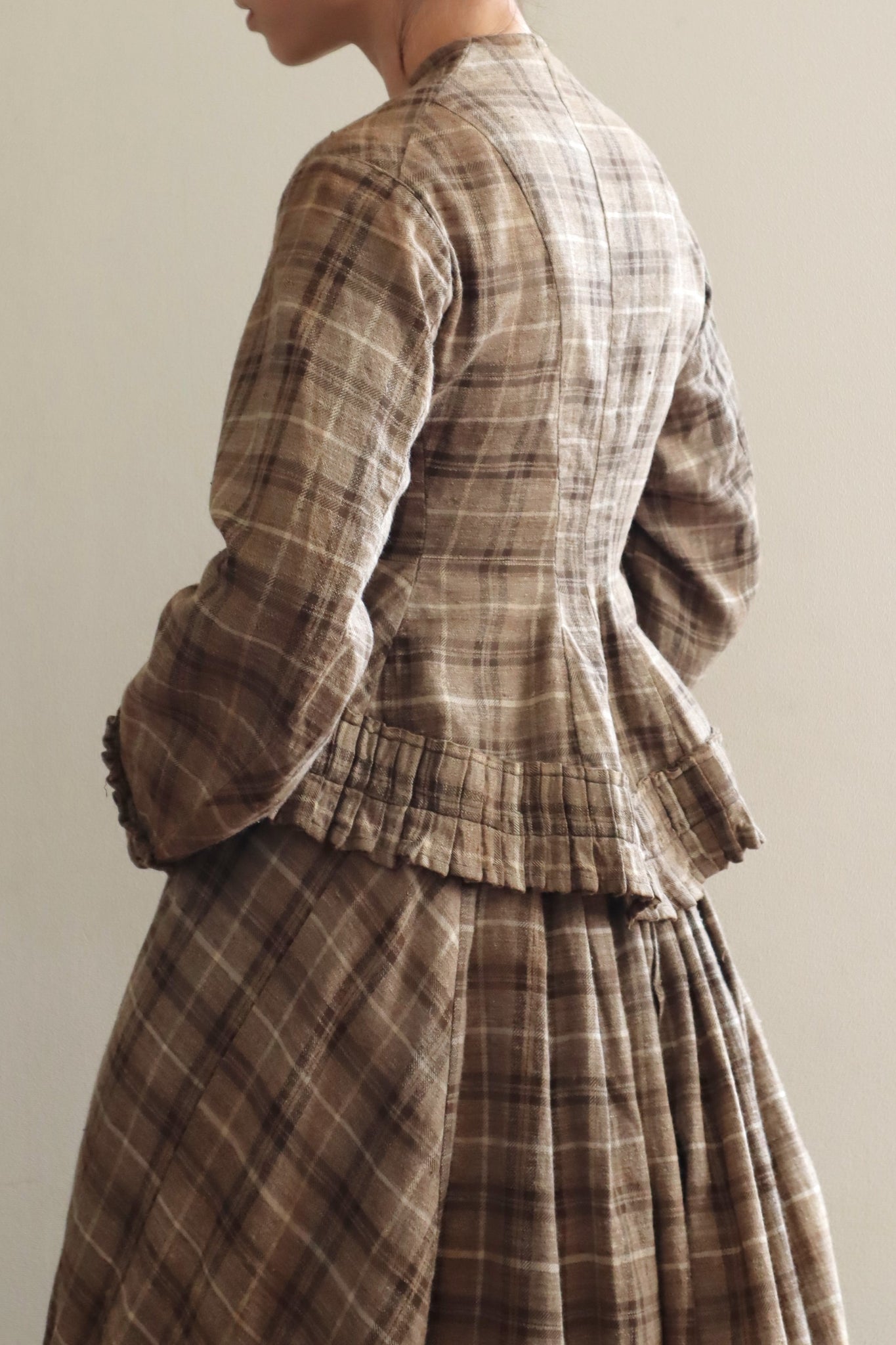 1880s Plaid Travel Suit Three Piece-Jacket