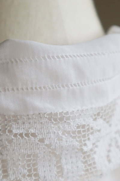 1910s Filet Lace White Lawn Cotton Blouse