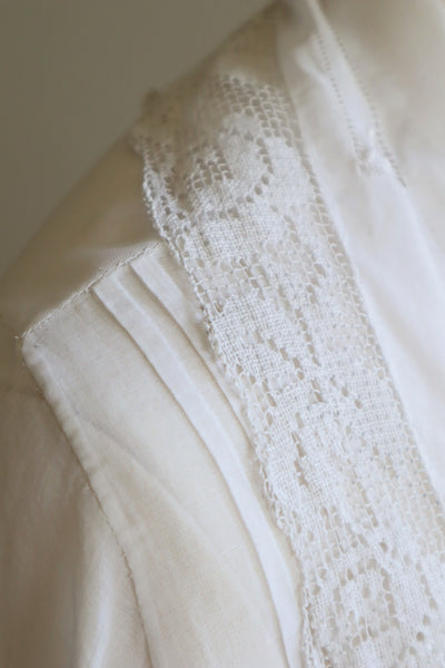 1910s Filet Lace White Lawn Cotton Blouse