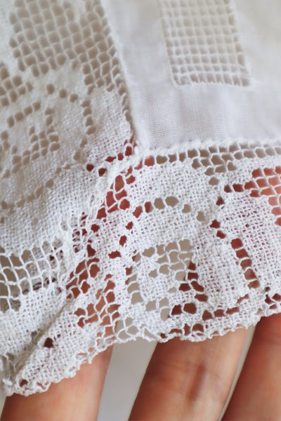 1910s Filet Lace White Lawn Cotton Blouse