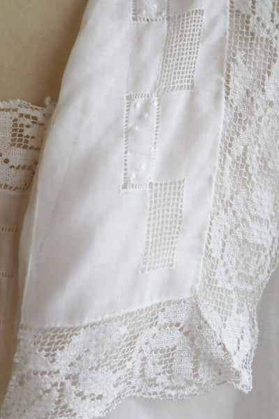 1910s Filet Lace White Lawn Cotton Blouse