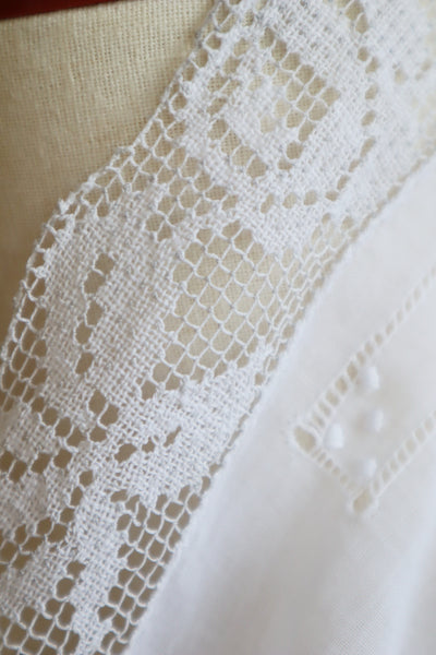 1910s Filet Lace White Lawn Cotton Blouse