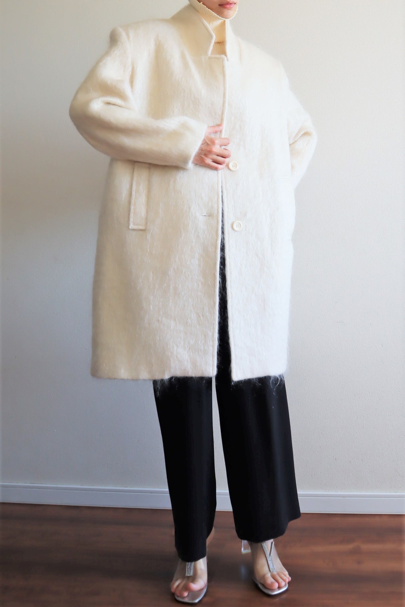 80s White Mohair Chester Coat