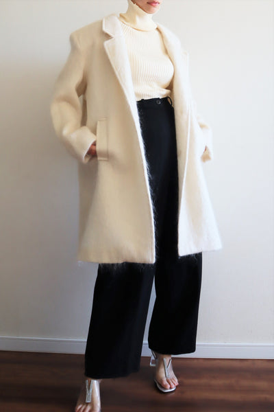 80s White Mohair Chester Coat