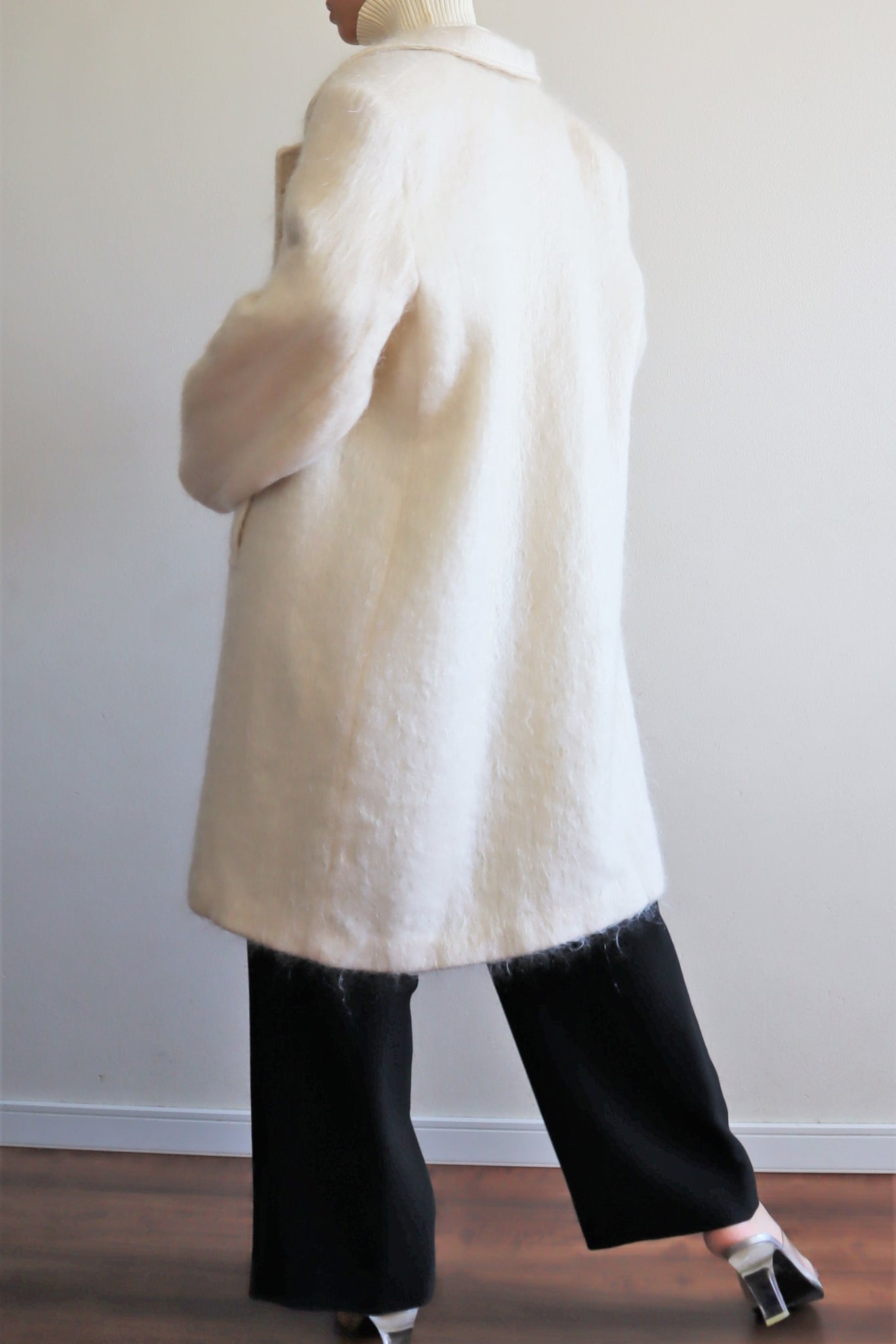 80s White Mohair Chester Coat