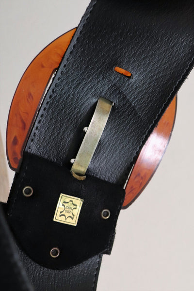 70s Black Suede Leather Belt