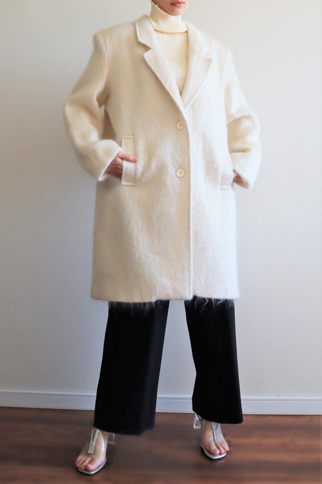 80s White Mohair Chester Coat