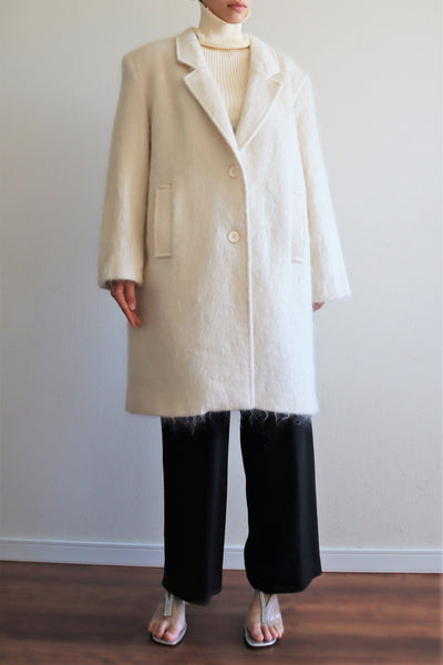 80s White Mohair Chester Coat