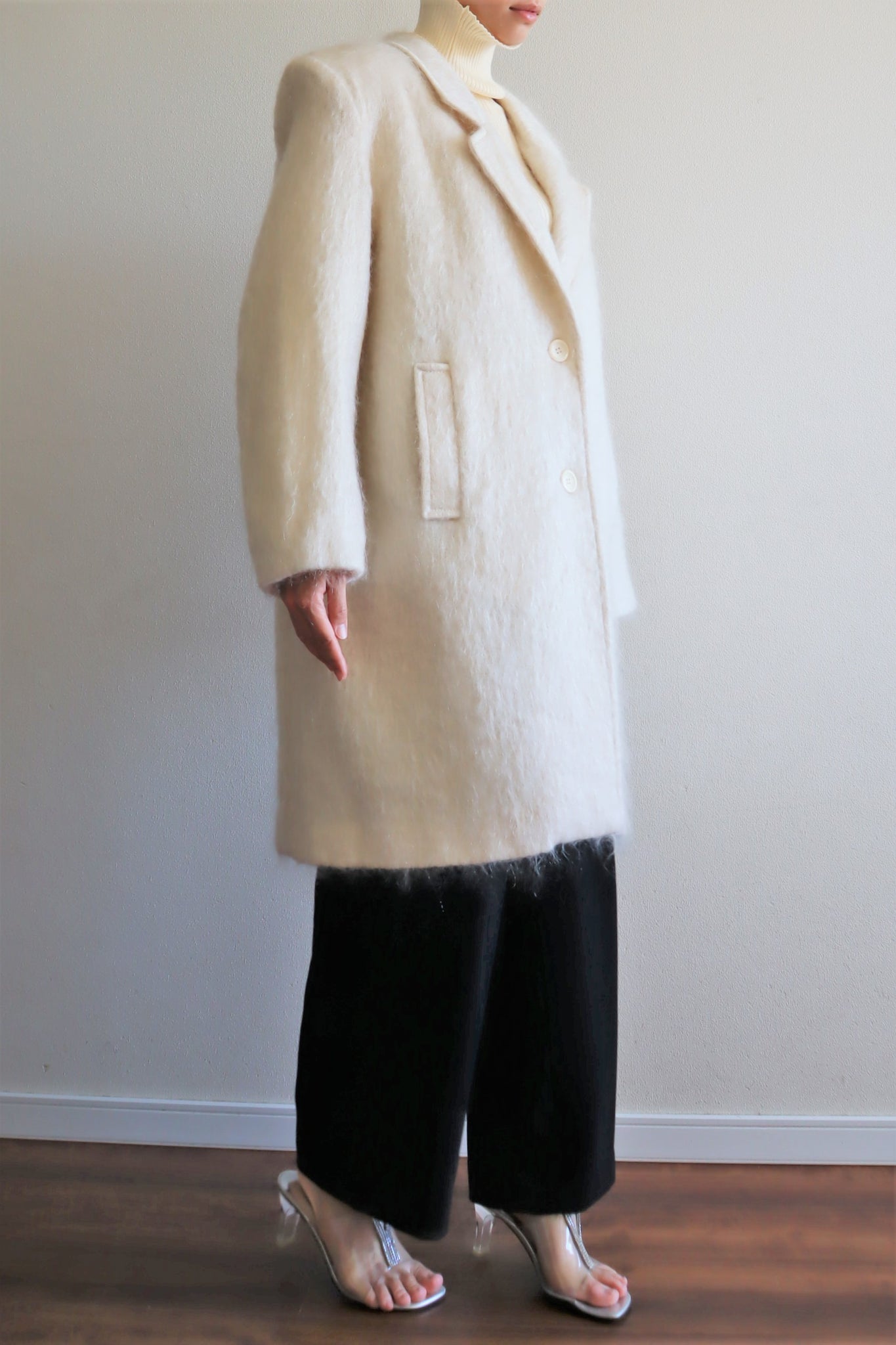 80s White Mohair Chester Coat