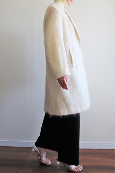 80s White Mohair Chester Coat