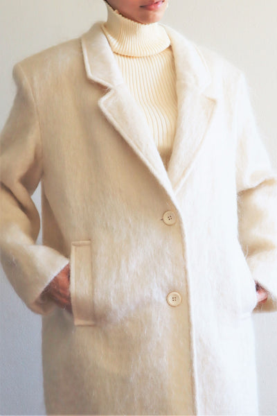 80s White Mohair Chester Coat