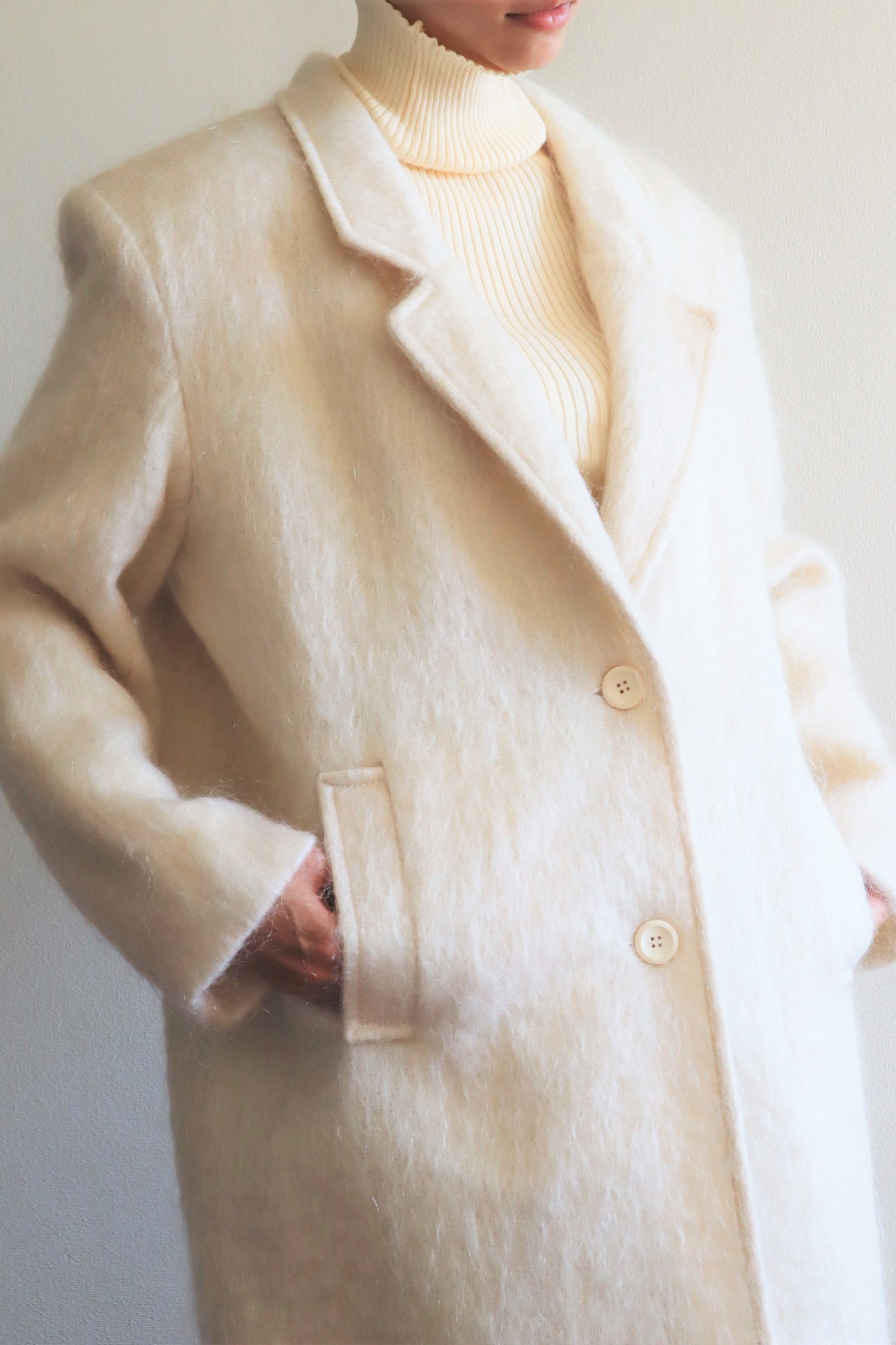 80s White Mohair Chester Coat