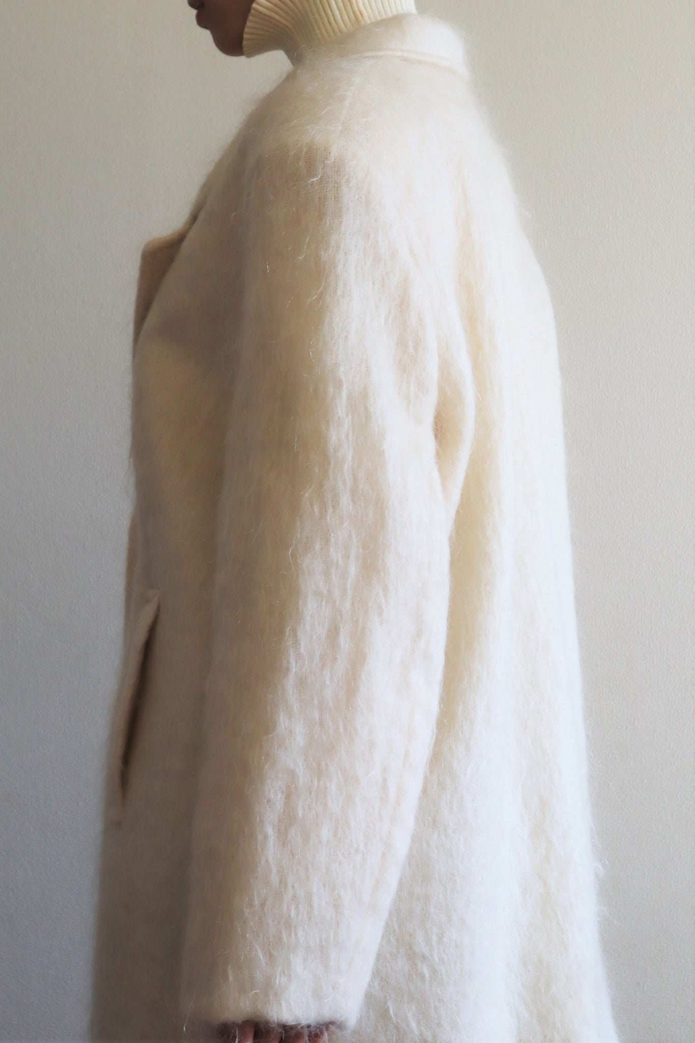 80s White Mohair Chester Coat