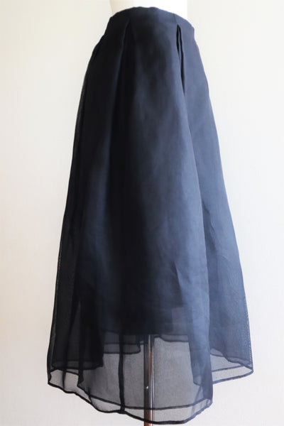 90s Vintage Black Sheer Silk Skirt