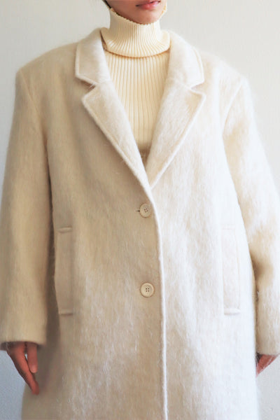 80s White Mohair Chester Coat