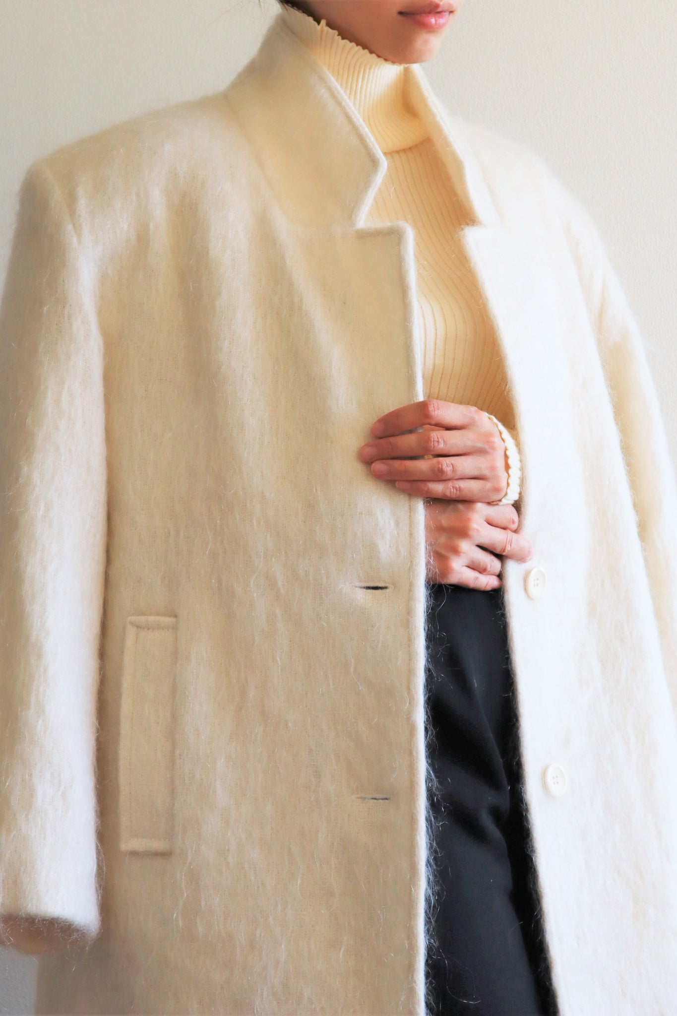 80s White Mohair Chester Coat