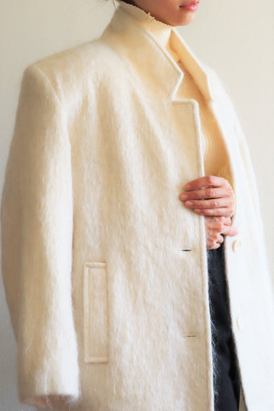 80s White Mohair Chester Coat