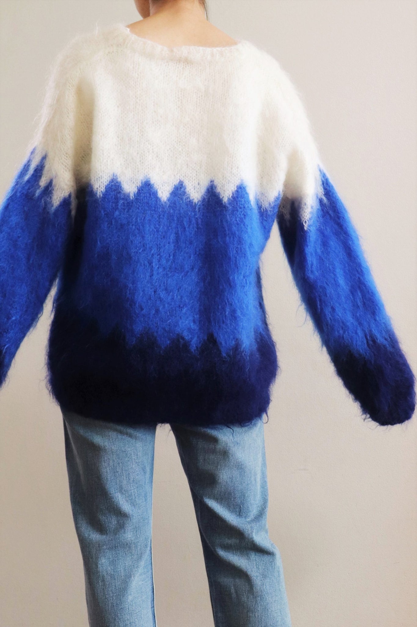 80s Hand Knit Blue Mohair Sweater