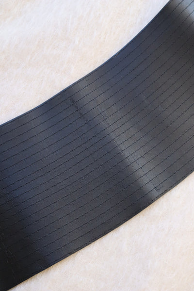 80s Black Enamel Leather Sash Belt