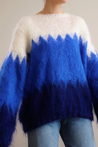 80s Hand Knit Blue Mohair Sweater