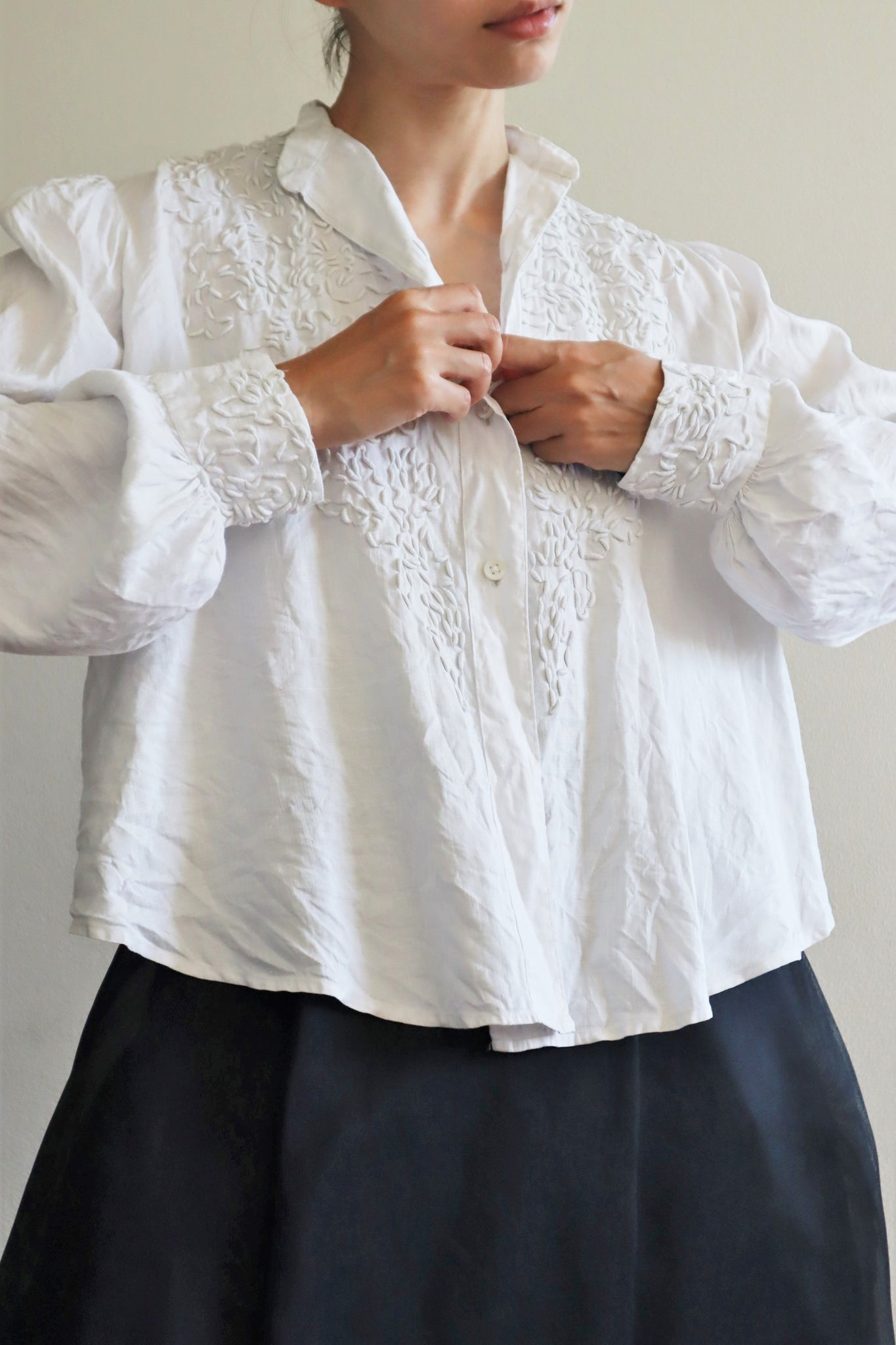 Edwardian White Linen Blouse