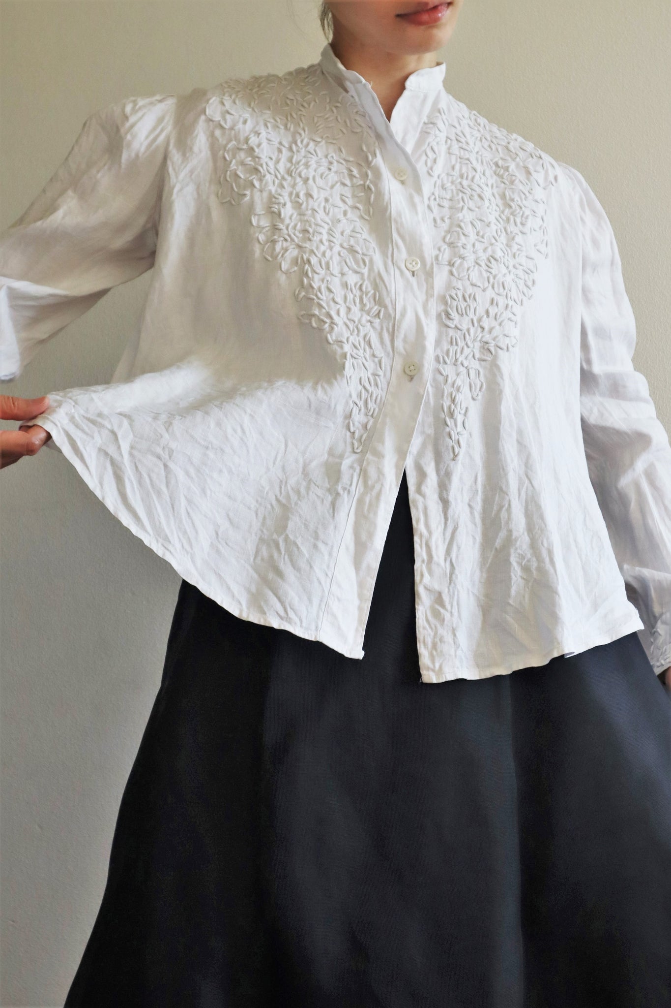 Edwardian White Linen Blouse