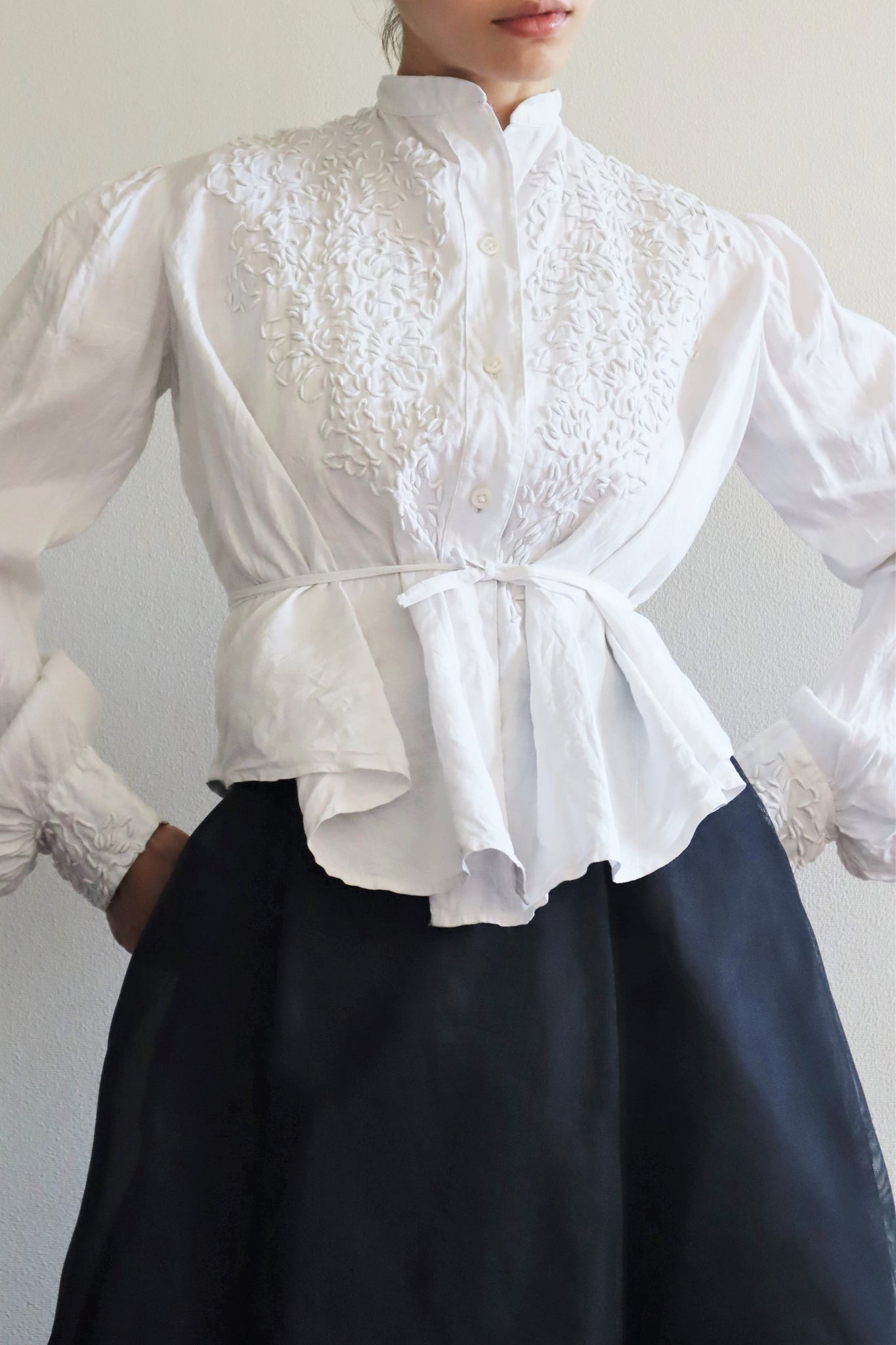 Edwardian White Linen Blouse