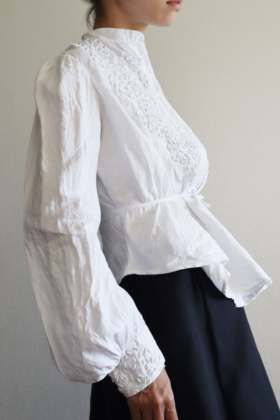 Edwardian White Linen Blouse