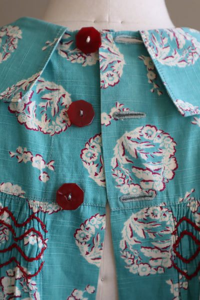 1930s Rootbeer Buttons Artist's Smock Blouse