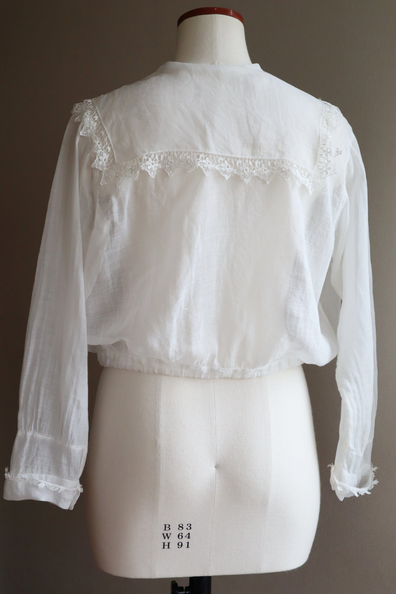 1910s White Floral Lace Muslin Cotton Blouse