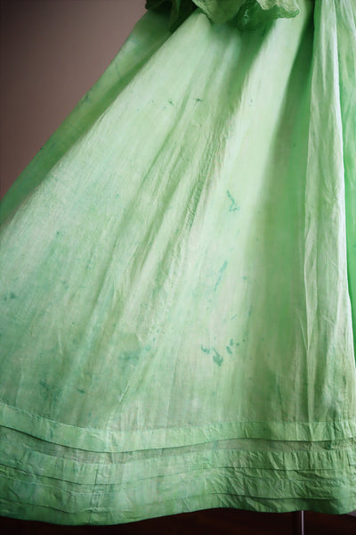 1890s Victorian Hand-dyed Apple Green Bell Sleeve Gown