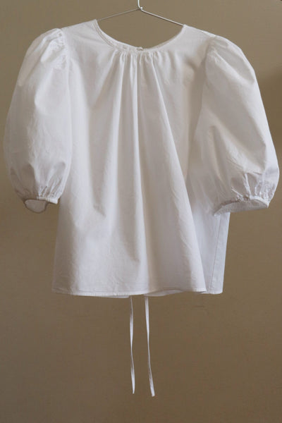 1980s Vintage Puff Sleeve Cotton Blouse