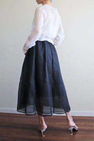 90s Vintage Black Sheer Silk Skirt