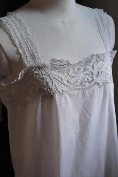 1910s Cut Work Lace Cotton Camisole Dress