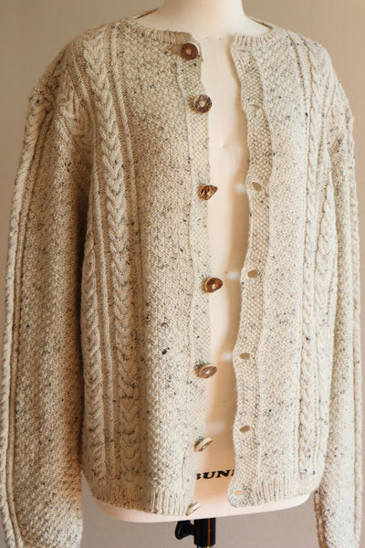 80s Hand Knit Aran Wool Cardigan