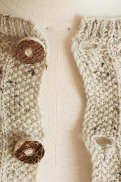 80s Hand Knit Aran Wool Cardigan