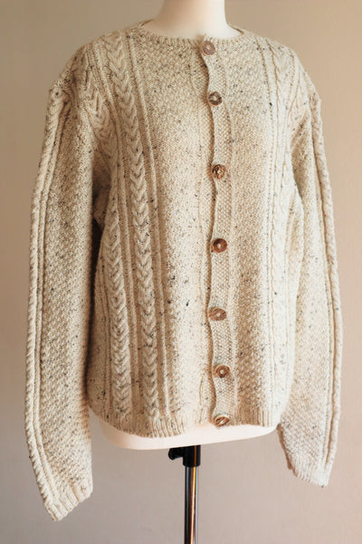 80s Hand Knit Aran Wool Cardigan