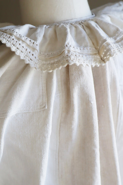 1940s Homespun Linen Fluffy Sleeves And Collars Hand Embroidered