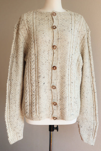 80s Hand Knit Aran Wool Cardigan