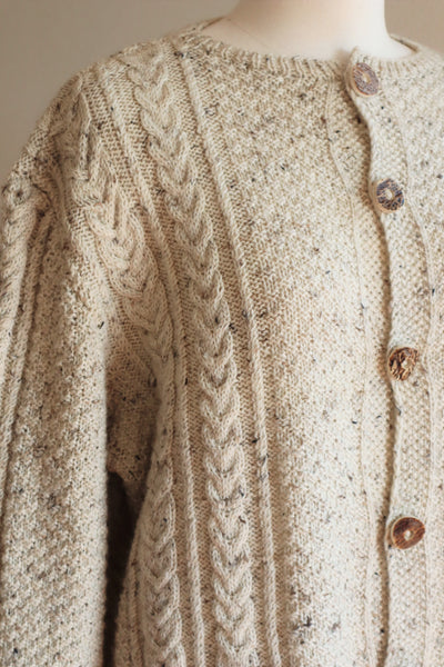 80s Hand Knit Aran Wool Cardigan