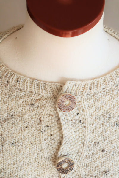 80s Hand Knit Aran Wool Cardigan