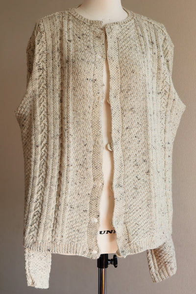 80s Hand Knit Aran Wool Cardigan