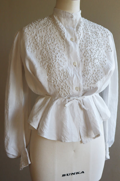 Edwardian White Linen Blouse