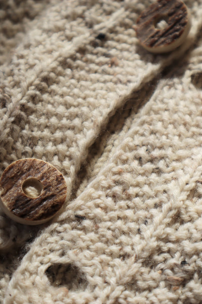 80s Hand Knit Aran Wool Cardigan