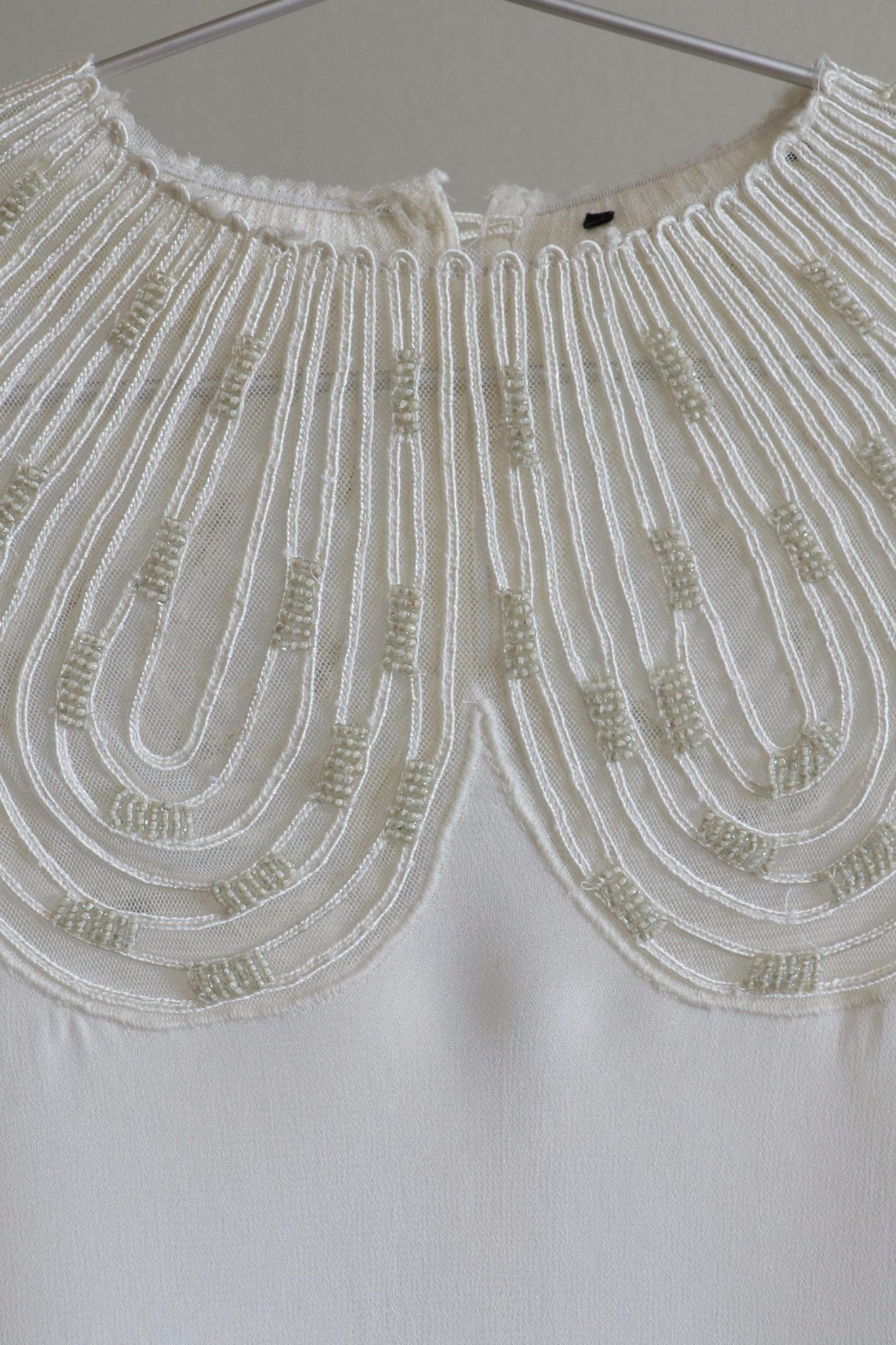 80s Sugar White Embellished Sheer Blouse