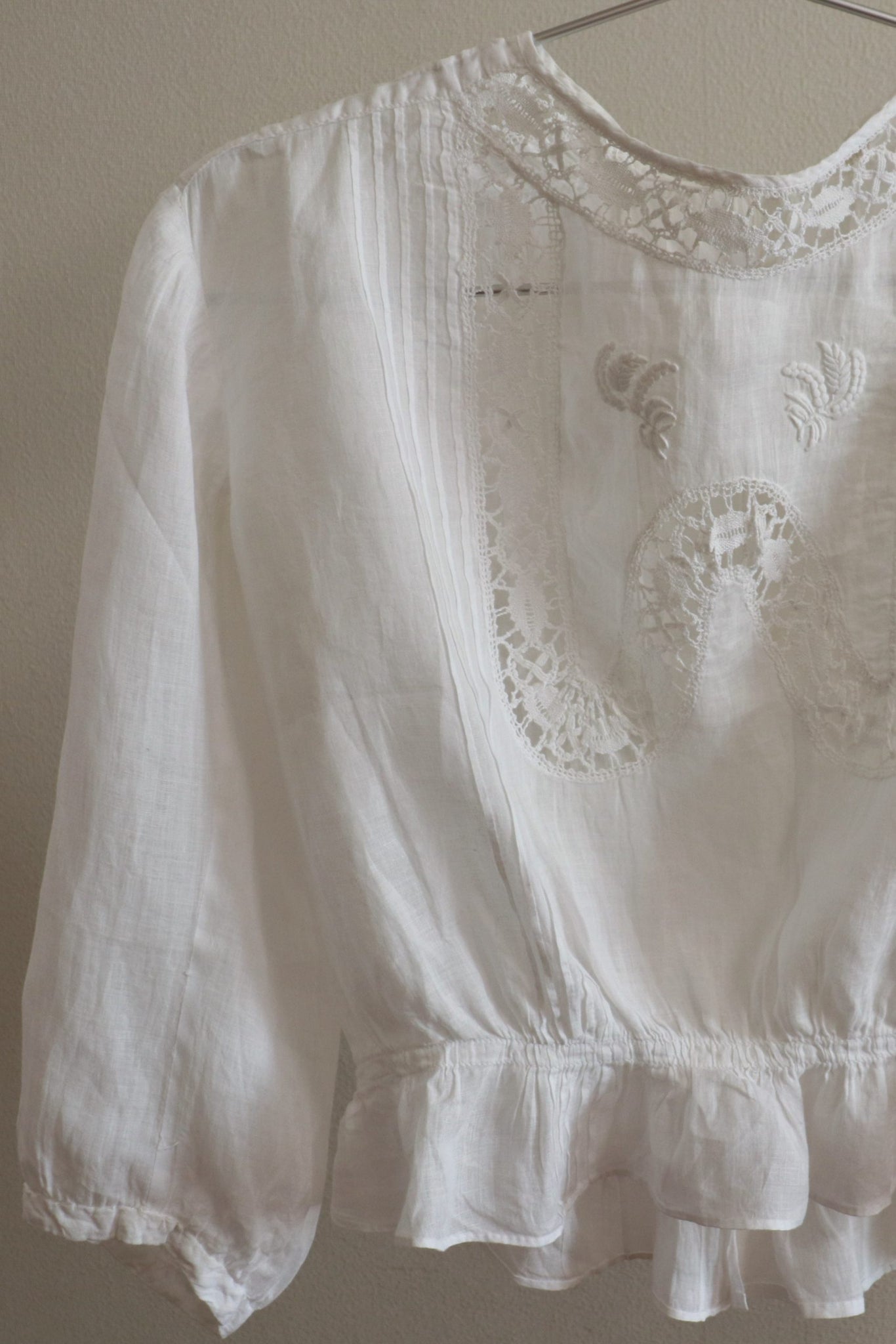1910s Antique Embroidered Cotton Blouse