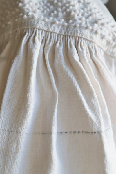 1940s Homespun Linen Fluffy Sleeves And Collars Hand Embroidered Romanian Blouse All White