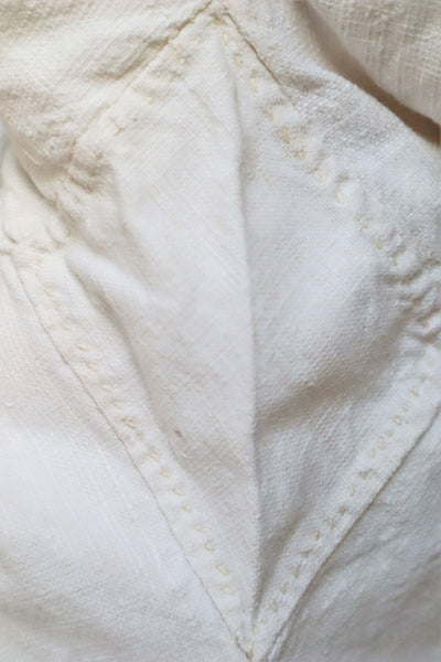 1940s Homespun Linen Fluffy Sleeves And Collars Hand Embroidered Romanian Blouse All White