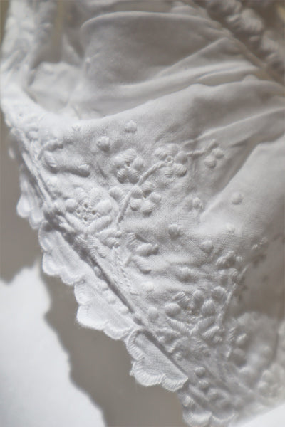 1900s Frill Lace Big Collar White Cotton Dress