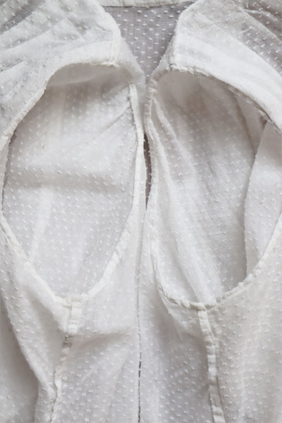 1910s Swiss Dot Cotton Large Sailor Collar Ruffled Lace Trim Blouse